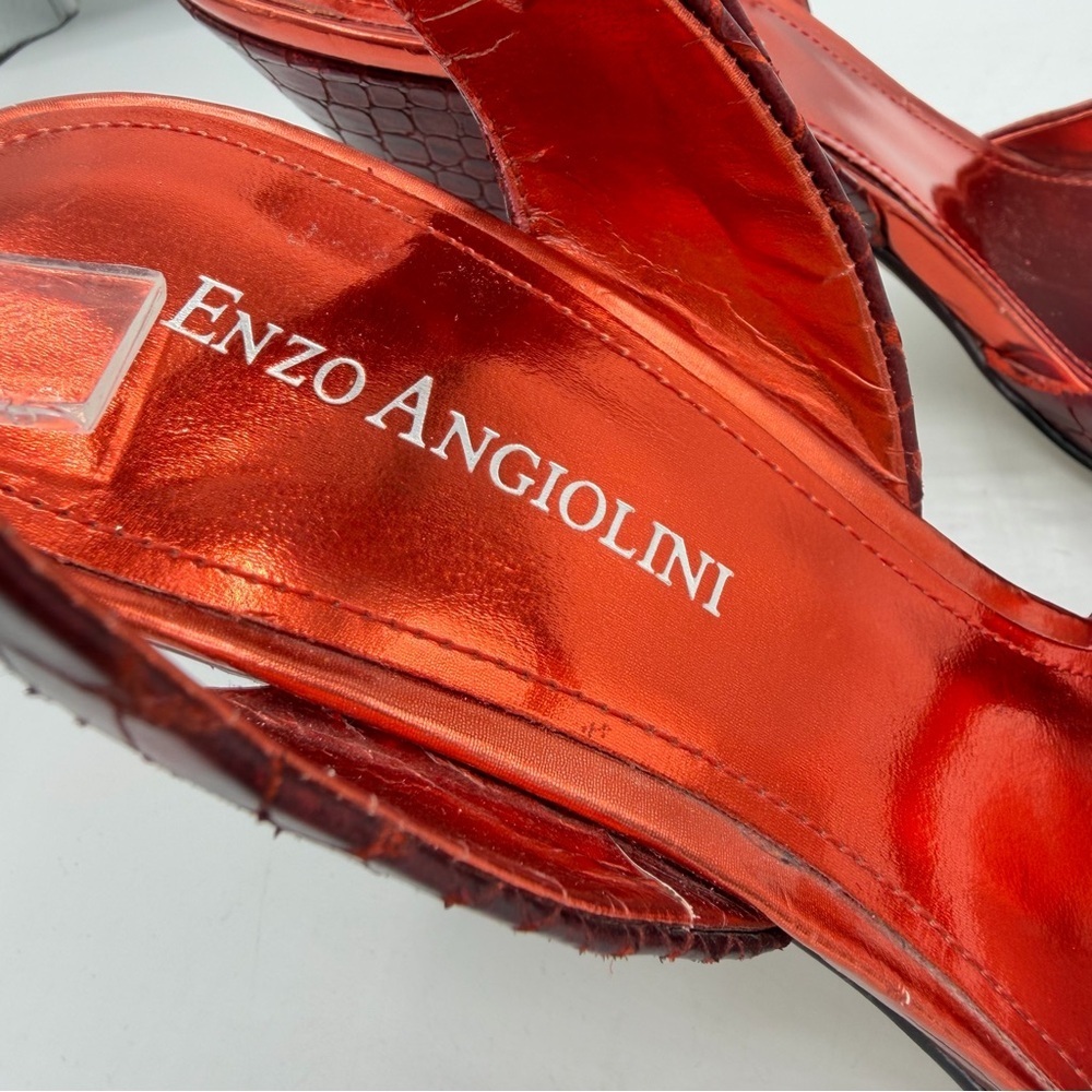 Enzo Angiolini Metallic Red Croc-Embossed Heels - Picture 4 of 7